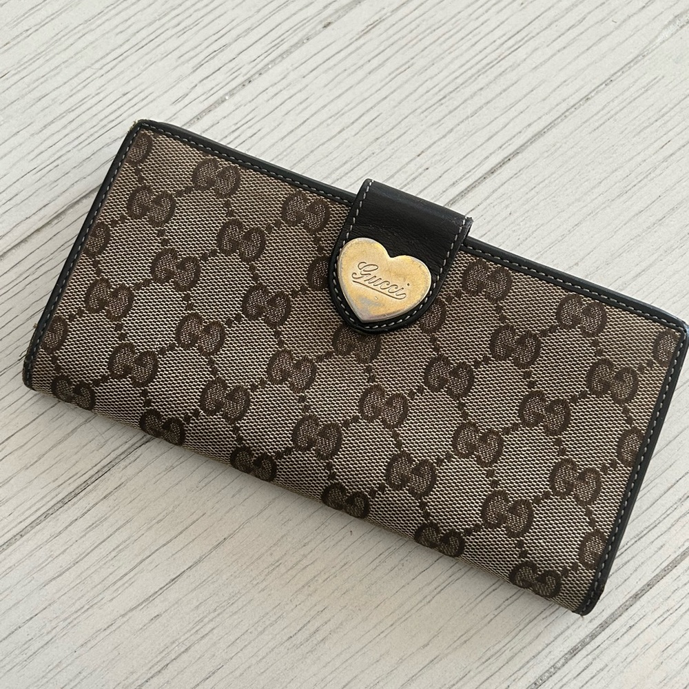 Gucci monogram canvas & leather wallet